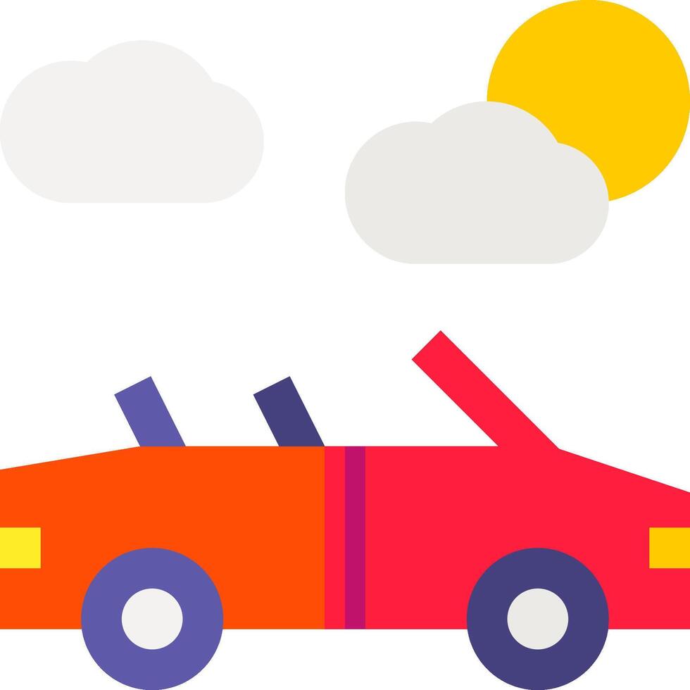 A car with a sun and clouds in the background vector