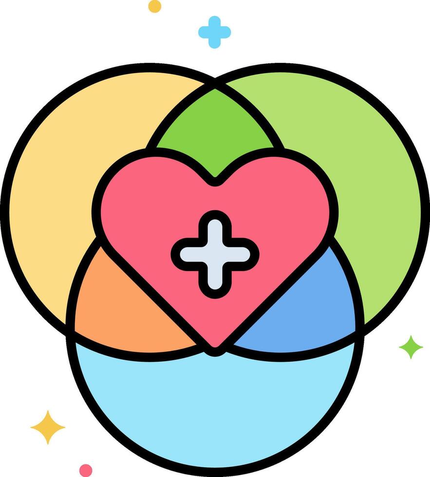 a heart and cross in a circle with stars vector