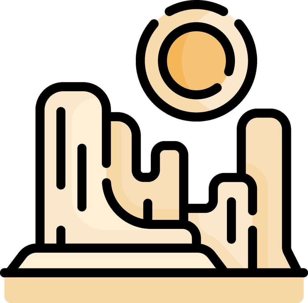 A desert landscape with a sun and mountains vector
