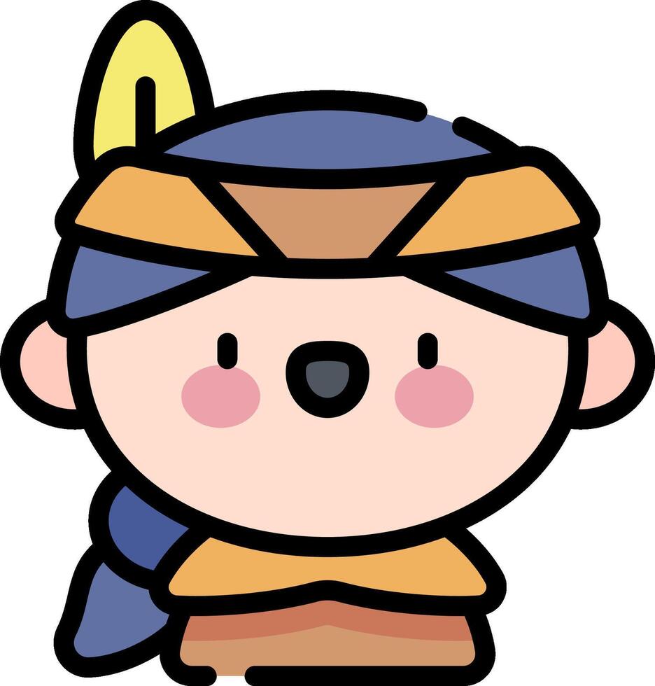 A cartoon character with a blue headband and a yellow feather vector