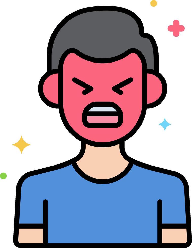 a man with an angry face and a blue shirt vector