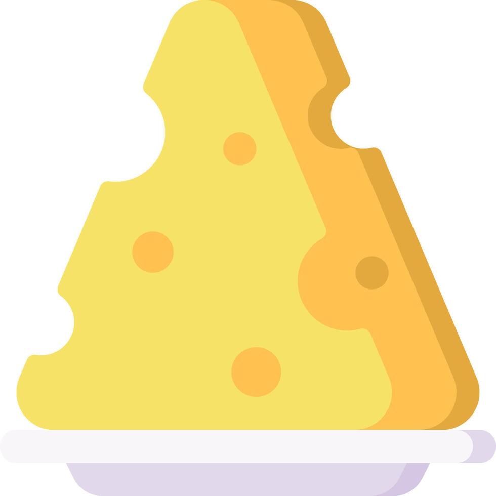 Cheese slice on a plate vector