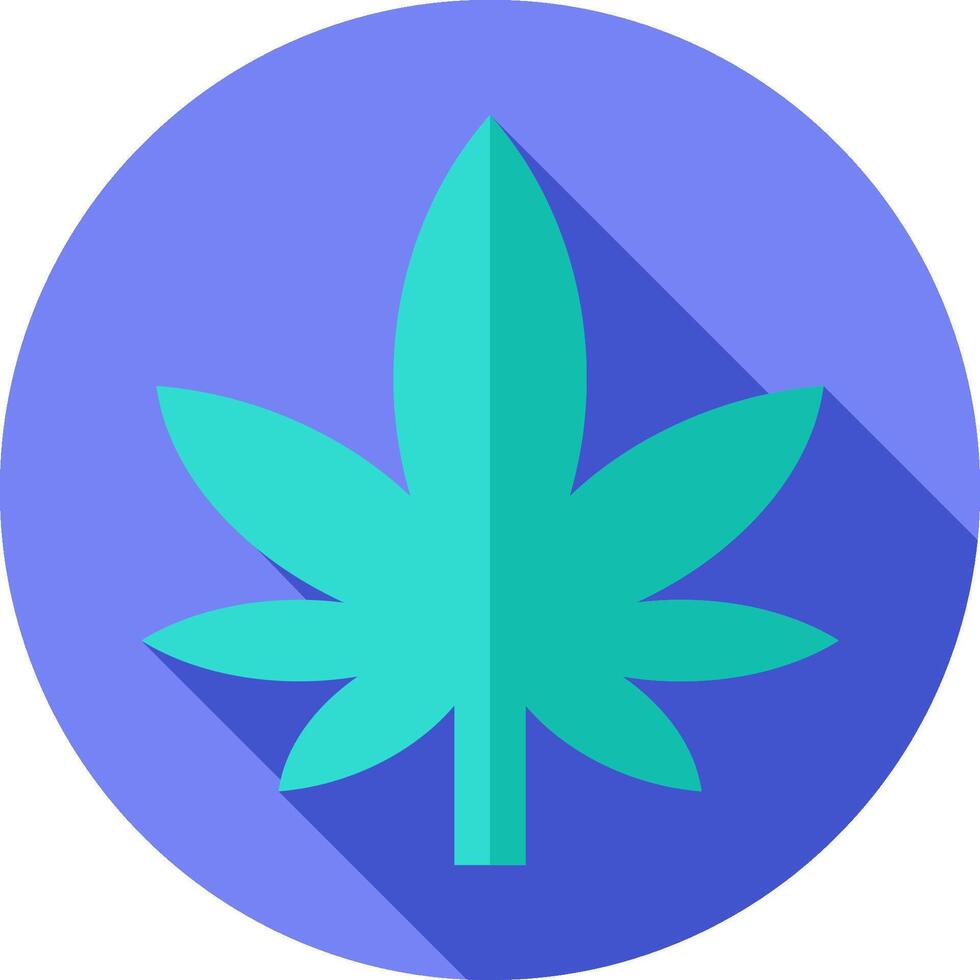 A marijuana leaf icon on a blue circle vector