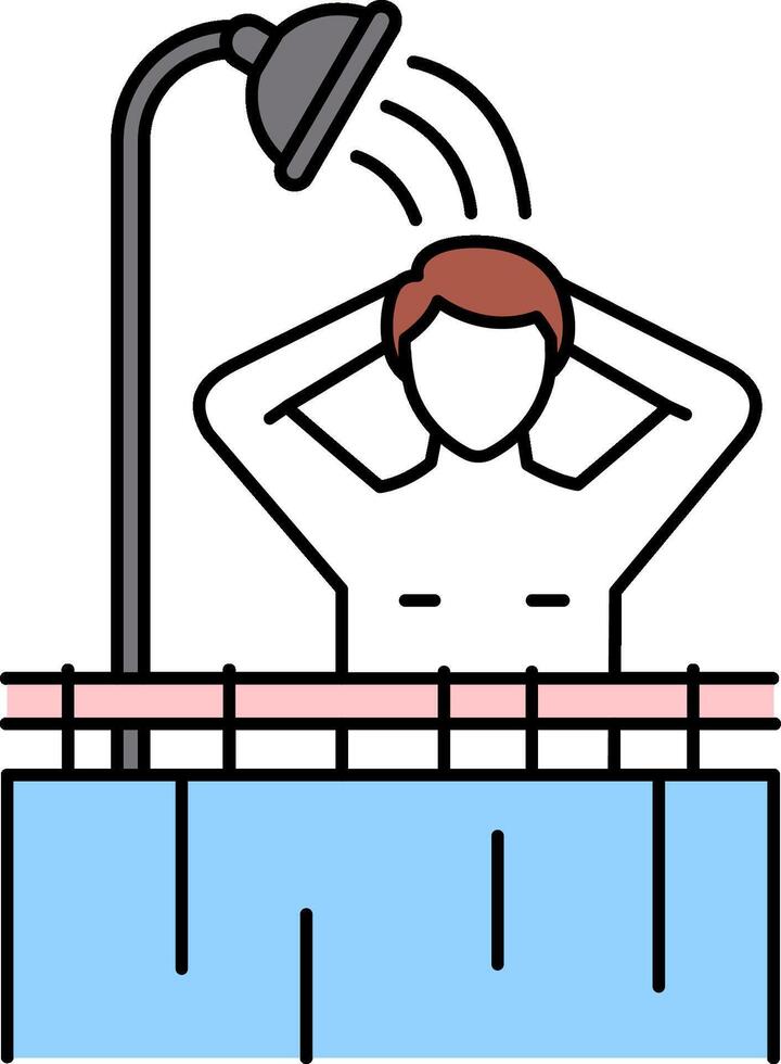 A man is taking a shower in a bathtub vector
