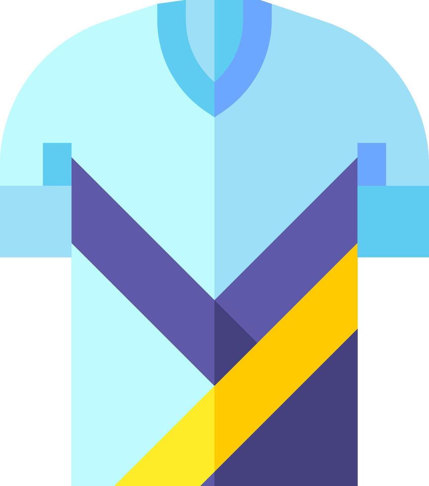 A blue and yellow soccer shirt with a yellow stripe vector