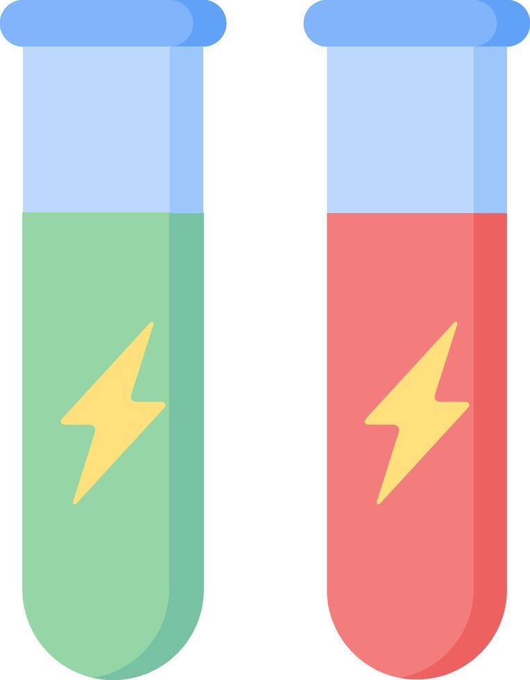 Two test tubes with different colors and a lightning bolt vector