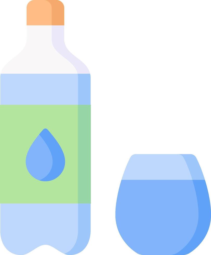 A bottle of water and a glass of water vector