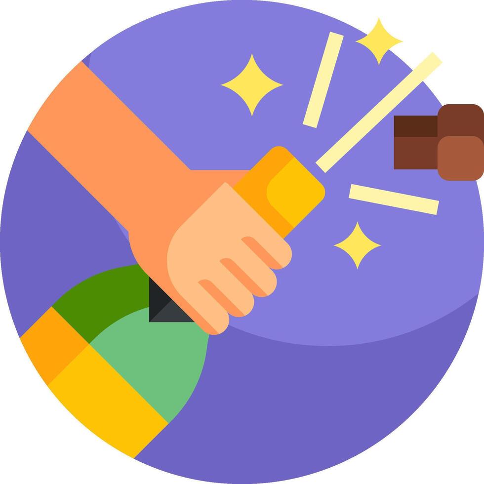 A hand holding a bottle of champagne and a chocolate bar vector