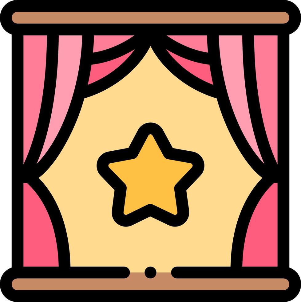 A star in a curtain with a curtain and a star vector