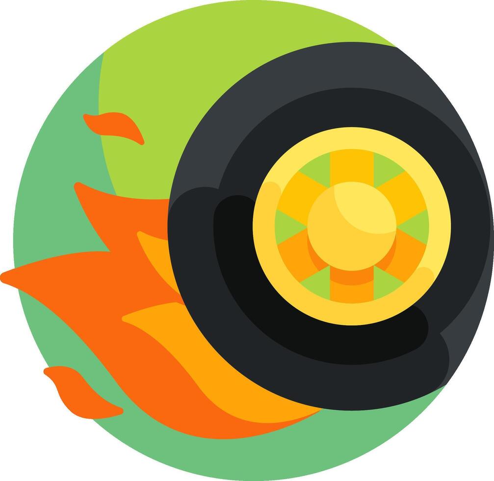 A flat icon with a tire and fire vector