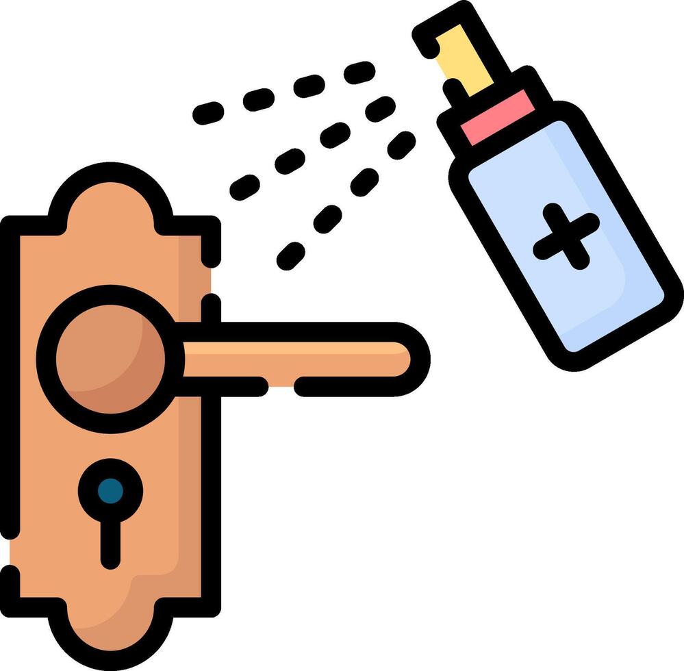 A door handle with a bottle of hand sanitizer vector