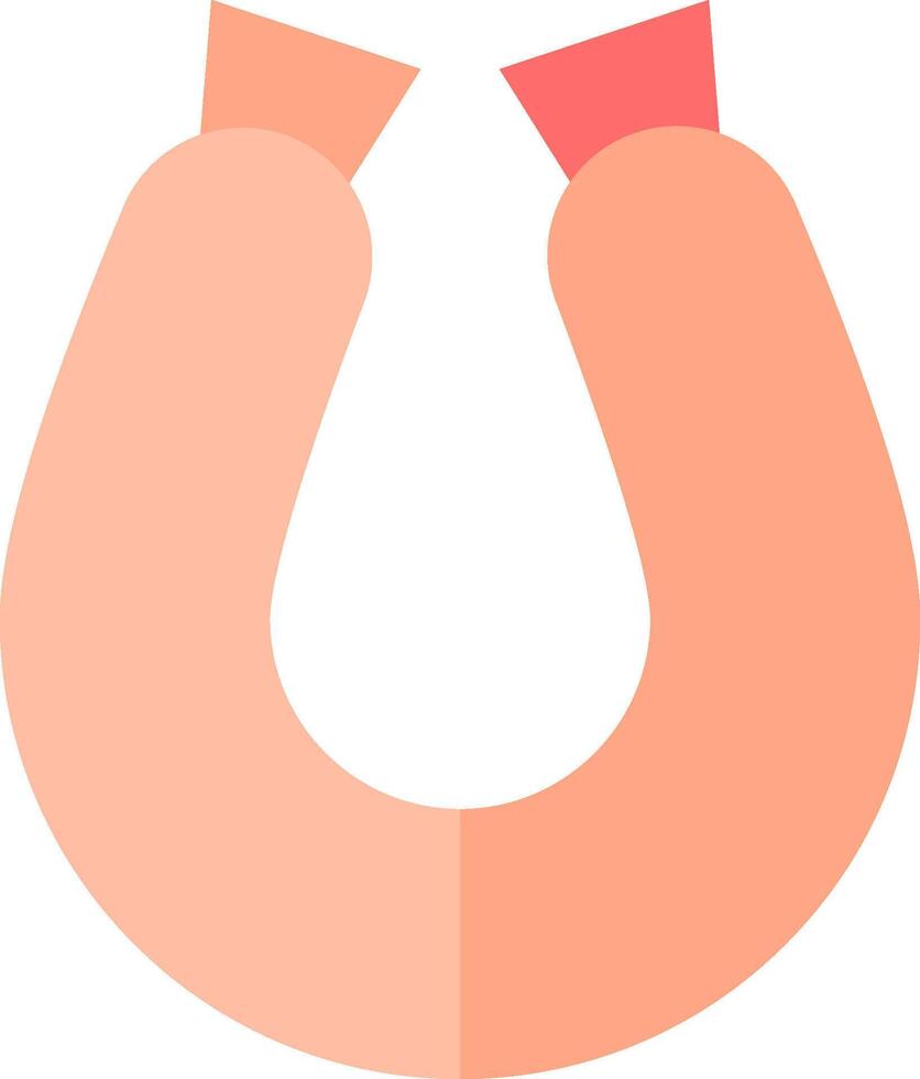 A horseshoe with two red arrows pointing to it vector
