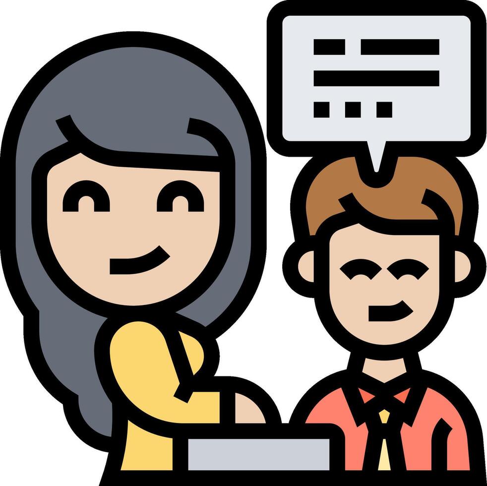 A woman and man are talking to each other vector