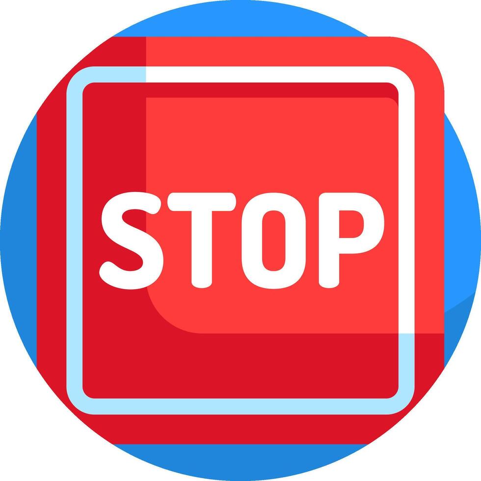 A red stop sign with a blue circle around it vector
