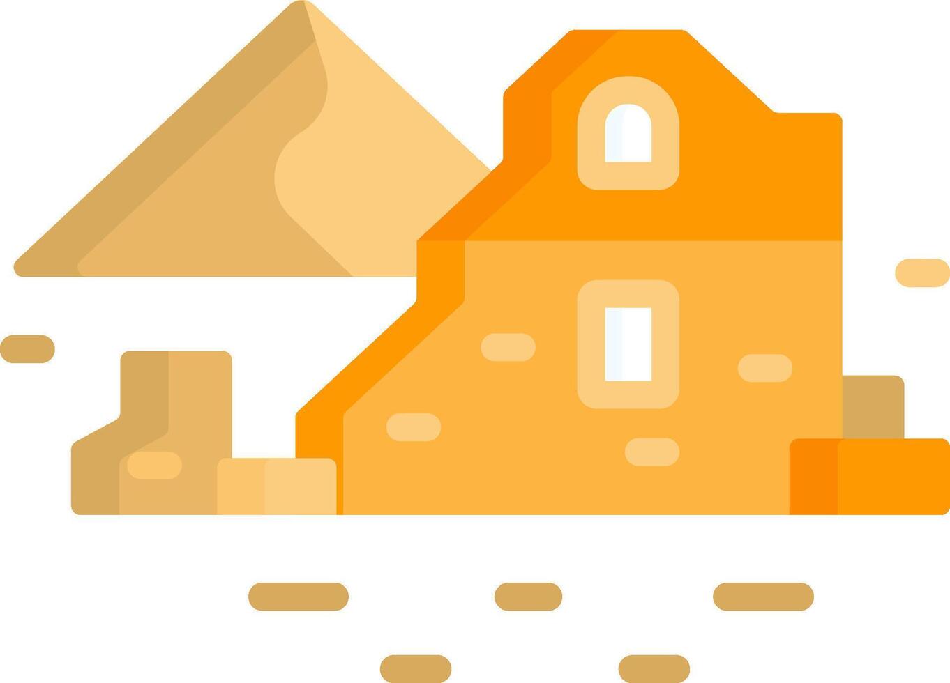 An orange building with a pyramid in the background vector