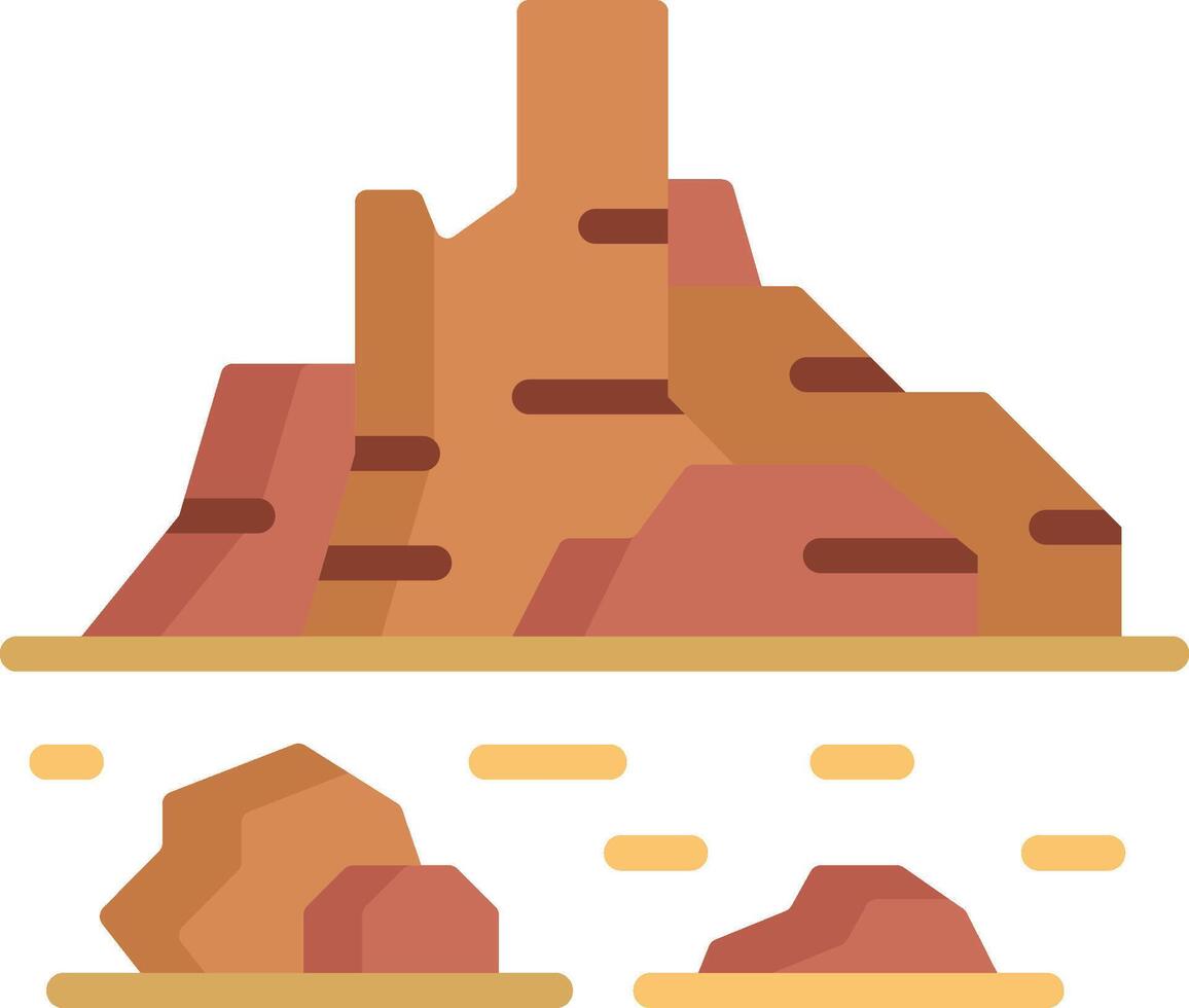 A desert landscape with rocks and a mountain vector