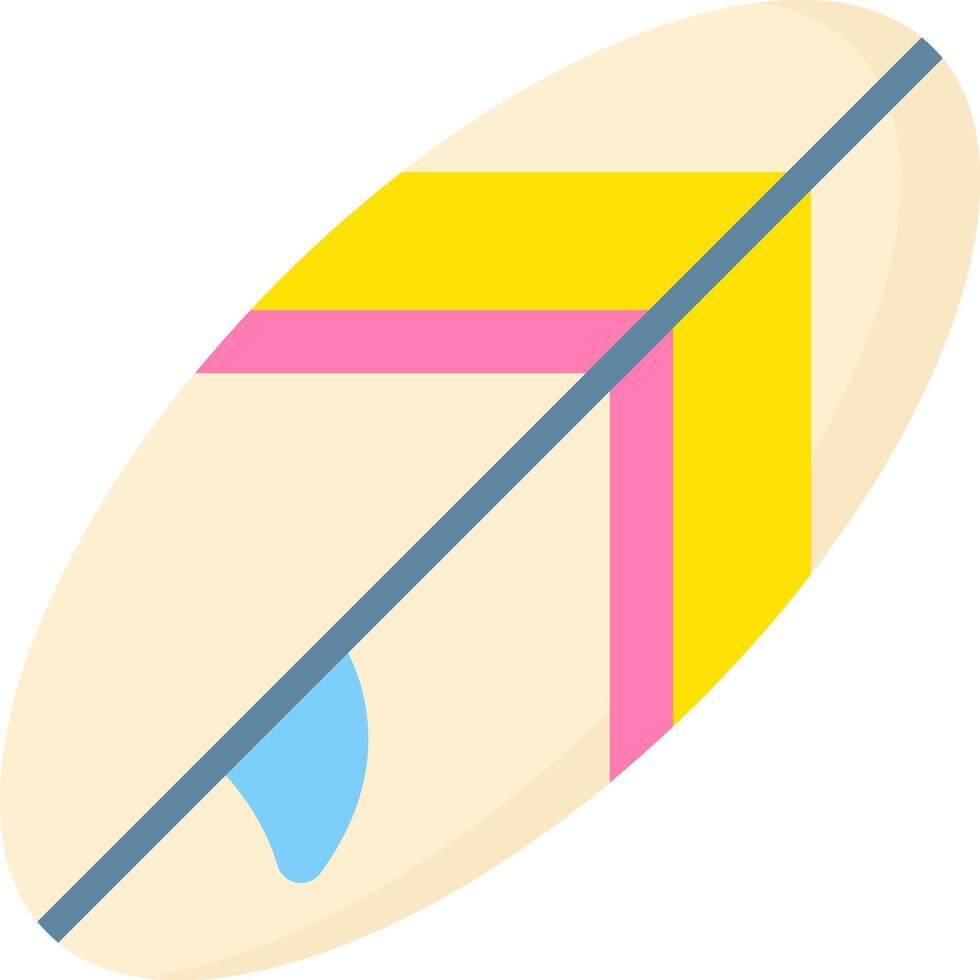 A yellow and pink surfboard with a blue arrow vector