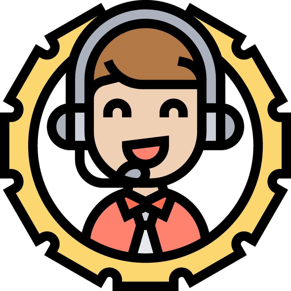 A cartoon character with headphones and a headset vector