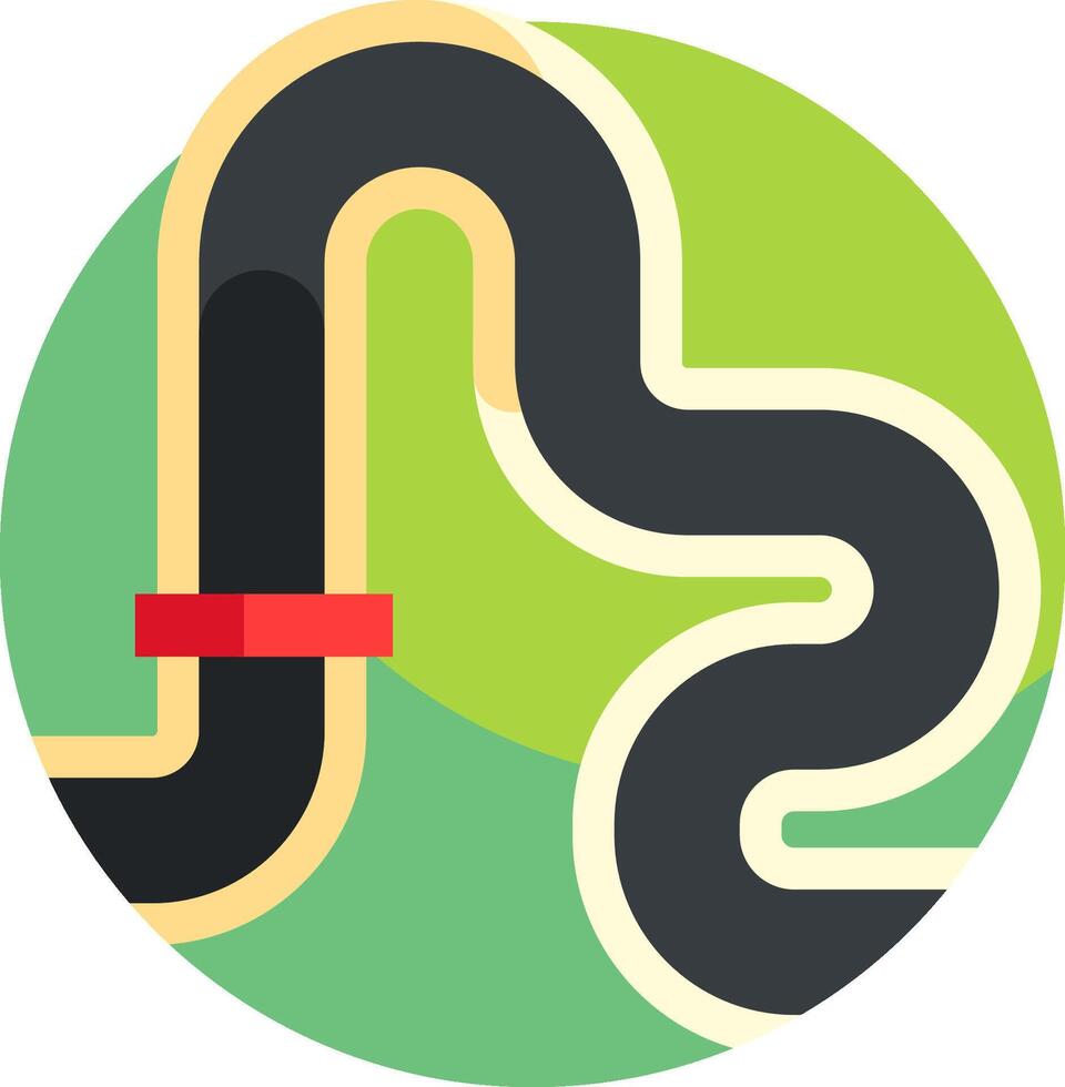 A flat icon of a road with a red line vector
