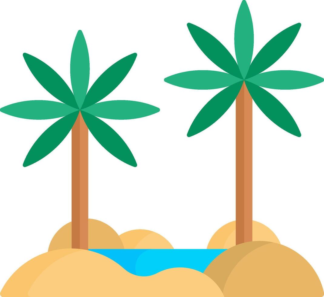 Two palm trees on an island with water vector