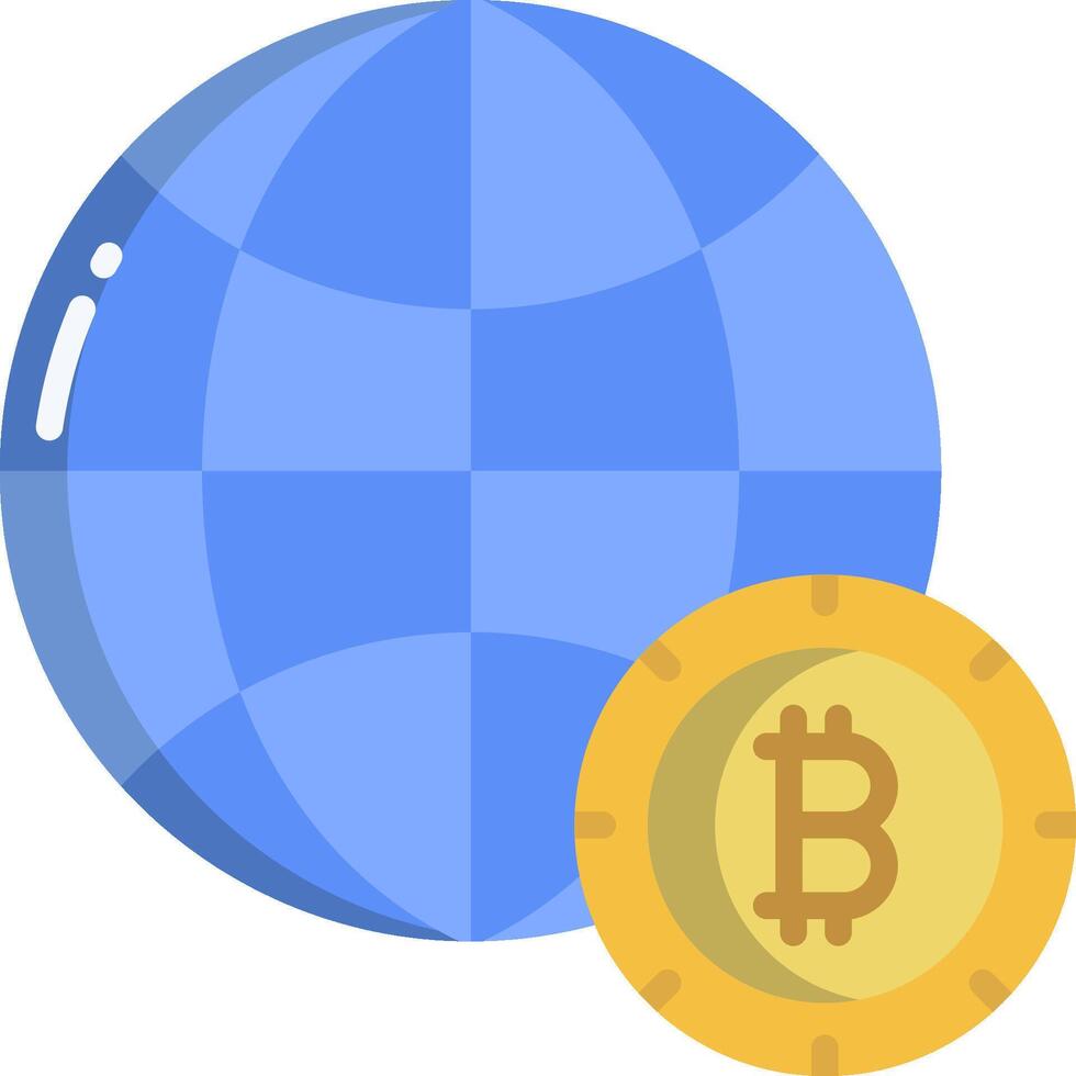 Bitcoin and globe icon vector
