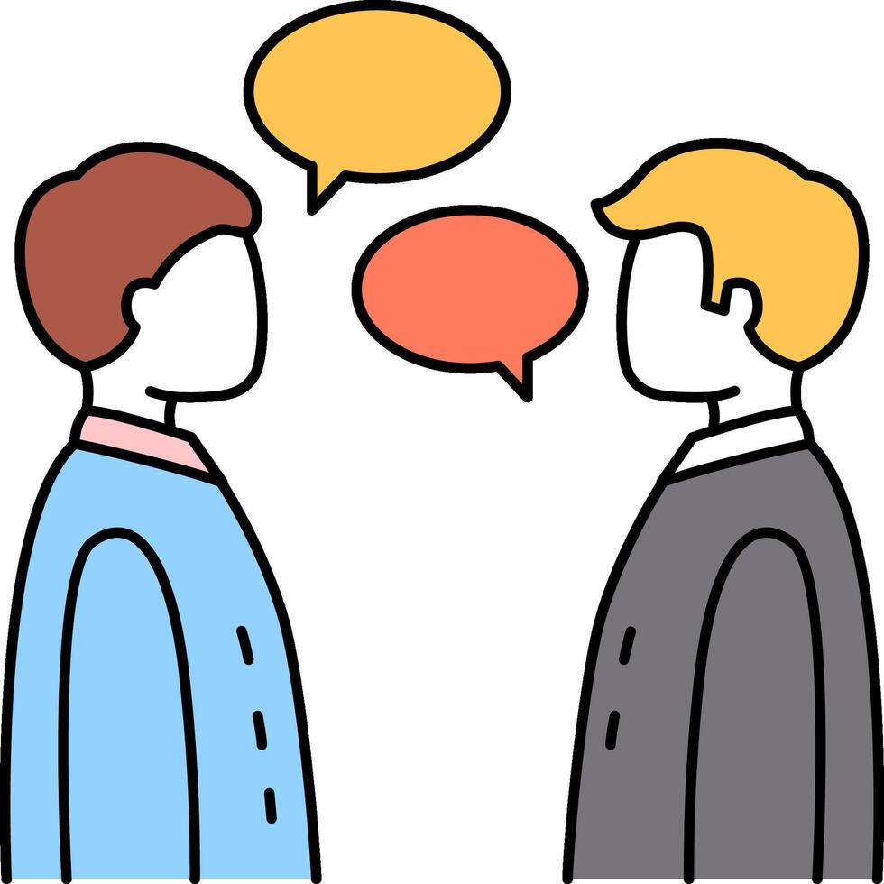 Two people talking with speech bubbles above them vector