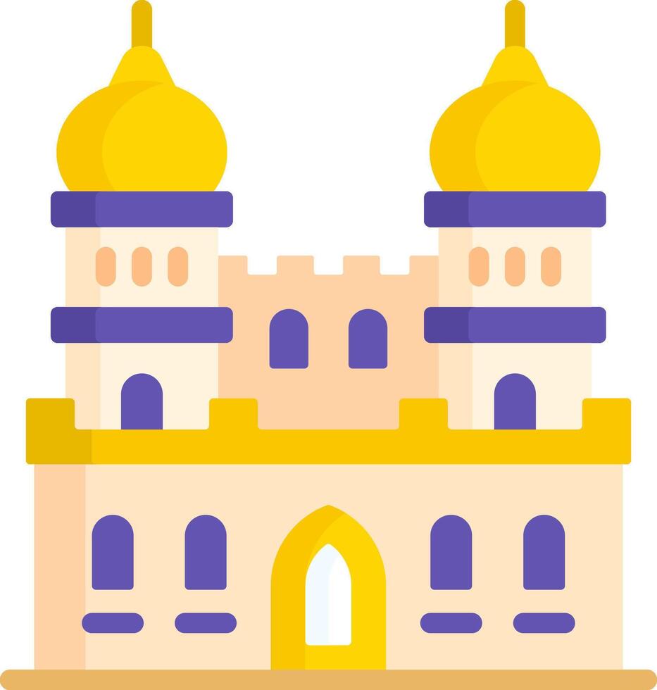 A castle with two domes and a yellow roof vector