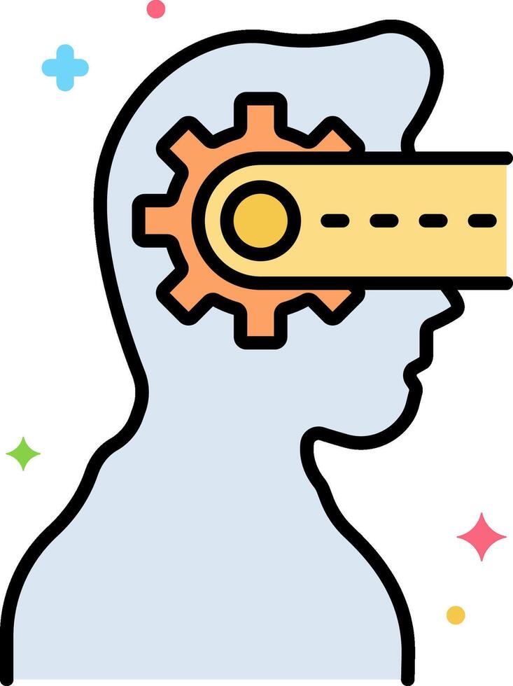 A person with a gear on their head vector