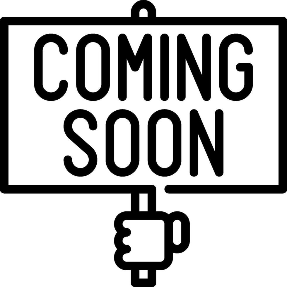 A hand holding a sign that says coming soon vector