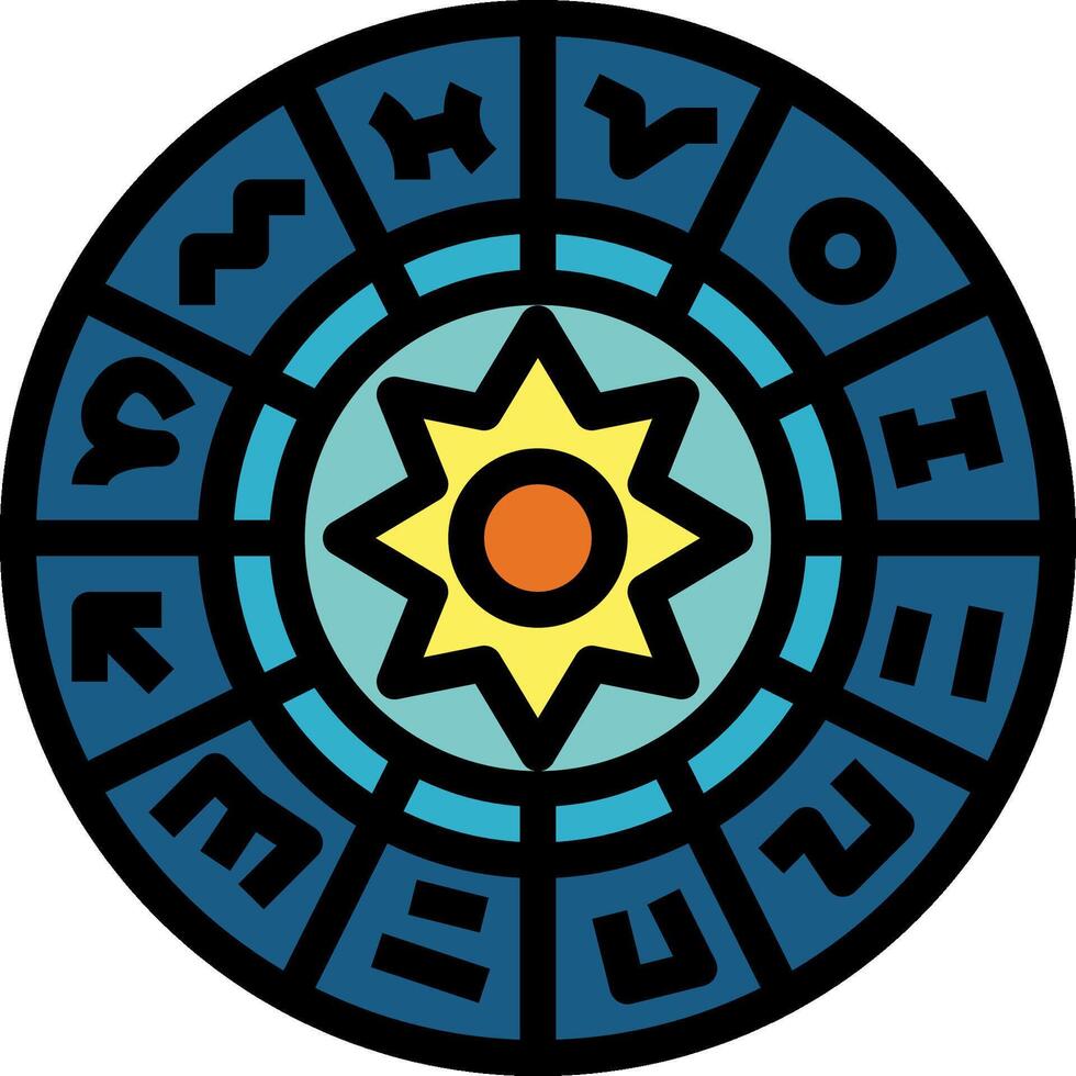 The sun is in the center of the circle vector