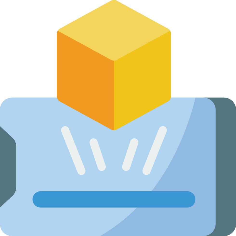 A card with a yellow cube on it vector