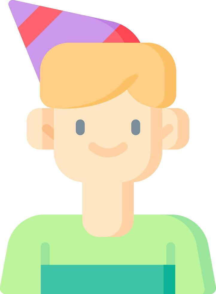 A cartoon boy with a birthday hat on his head vector