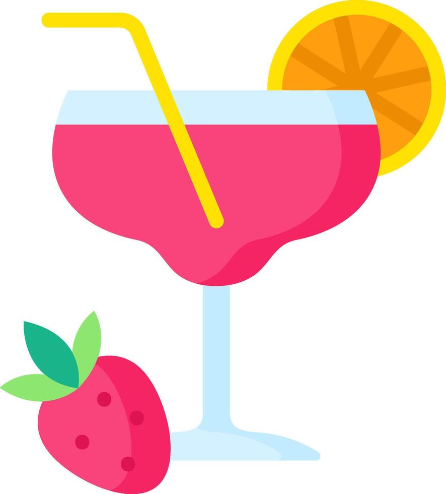 A strawberry and orange drink in a glass vector