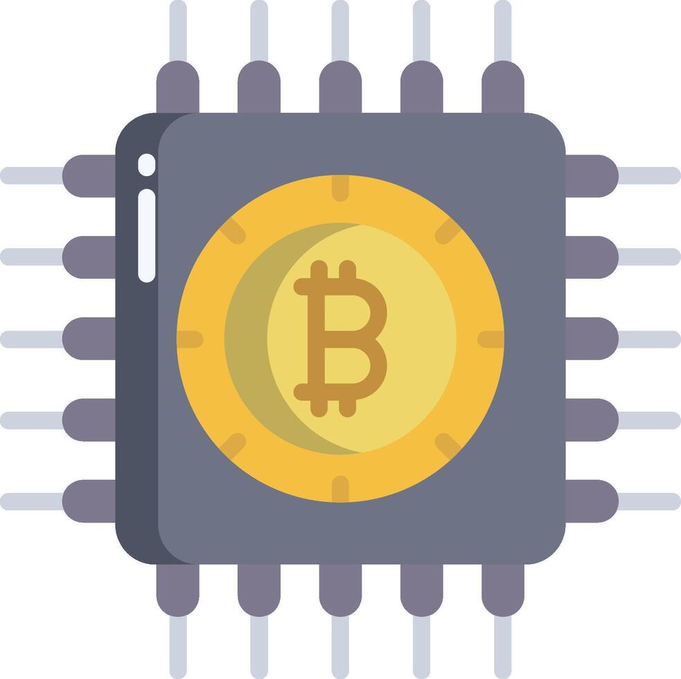 Bitcoin symbol on a cpu chip vector
