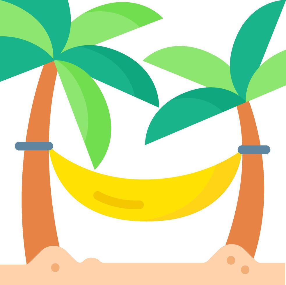 A hammock and two palm trees on the beach vector
