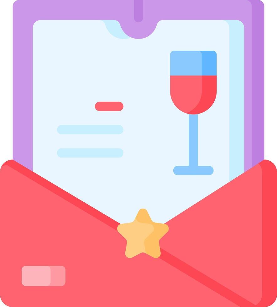 A wine glass and envelope with a star on it vector