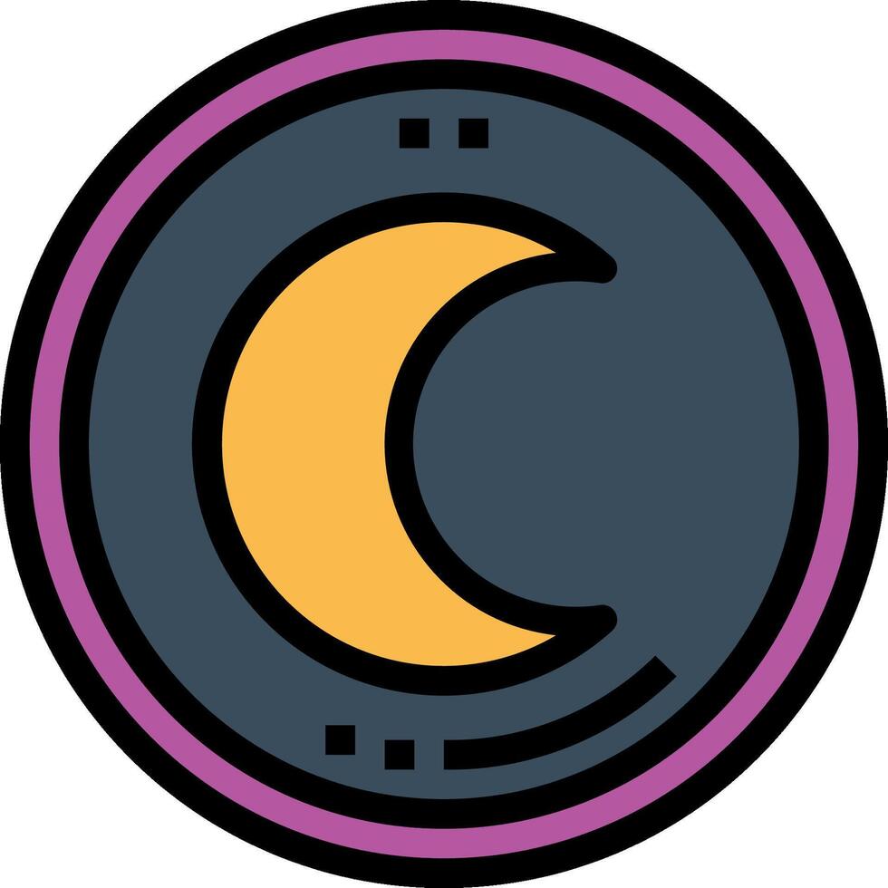 A crescent moon in a circle with a black and purple border vector