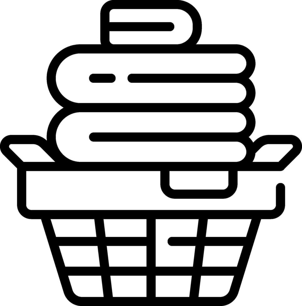 A basket with a stack of laundry in it vector