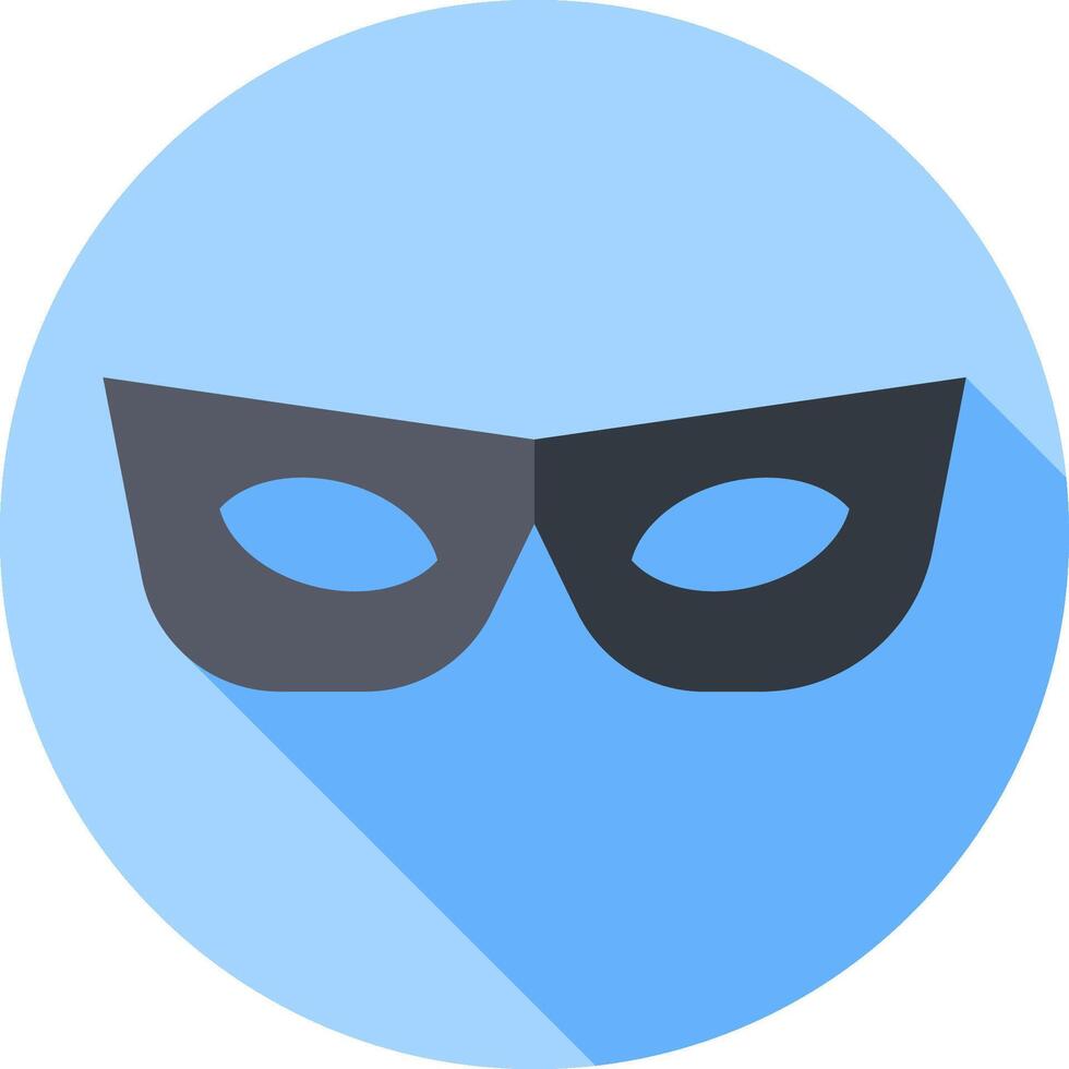 A black mask with a long shadow on a blue circle vector