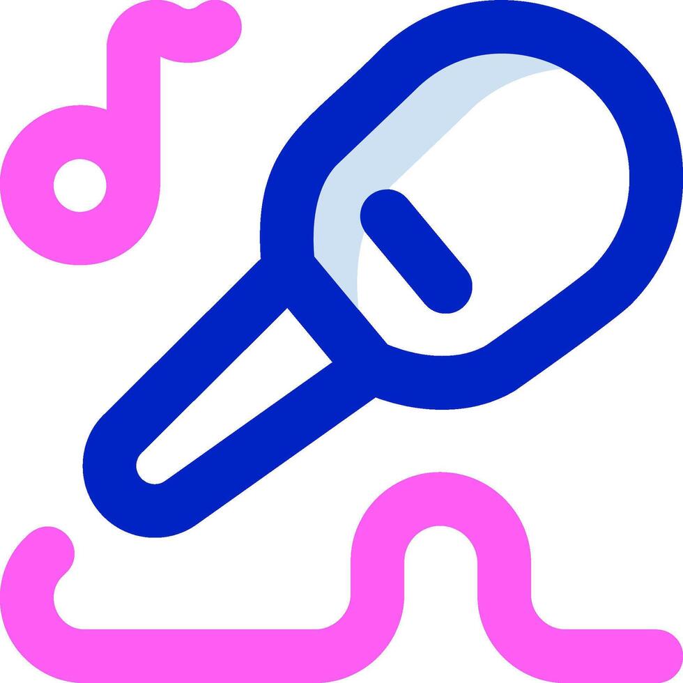 A pink and blue microphone with a note vector