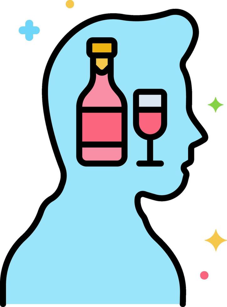 A person's head with a bottle of wine and a glass vector