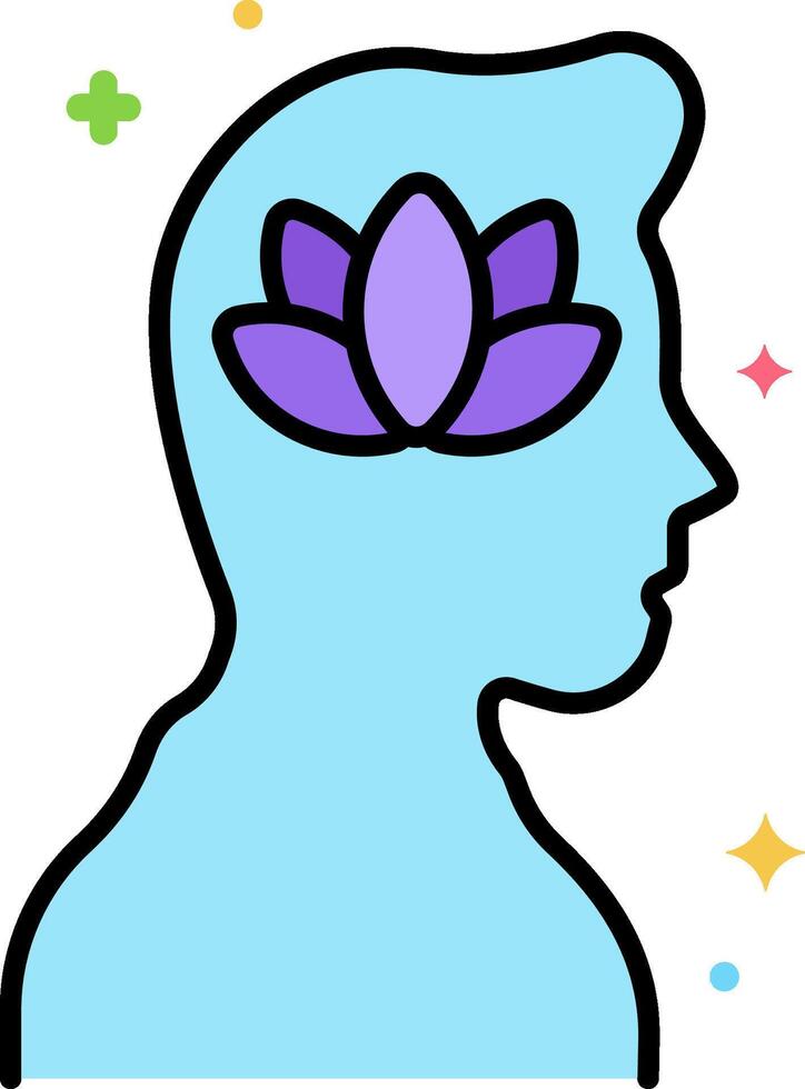 A person's head with a purple flower in the middle vector