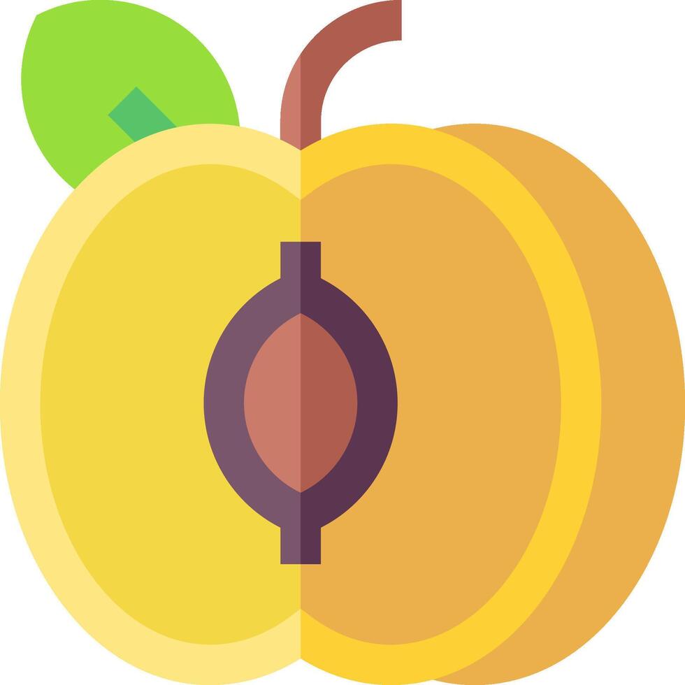 A peach with a green leaf on it vector
