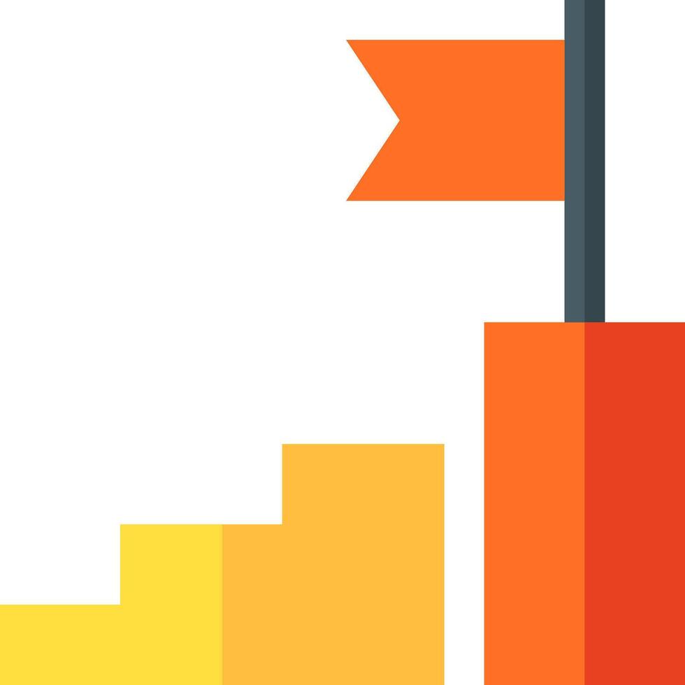 A yellow flag on top of a yellow bar chart vector
