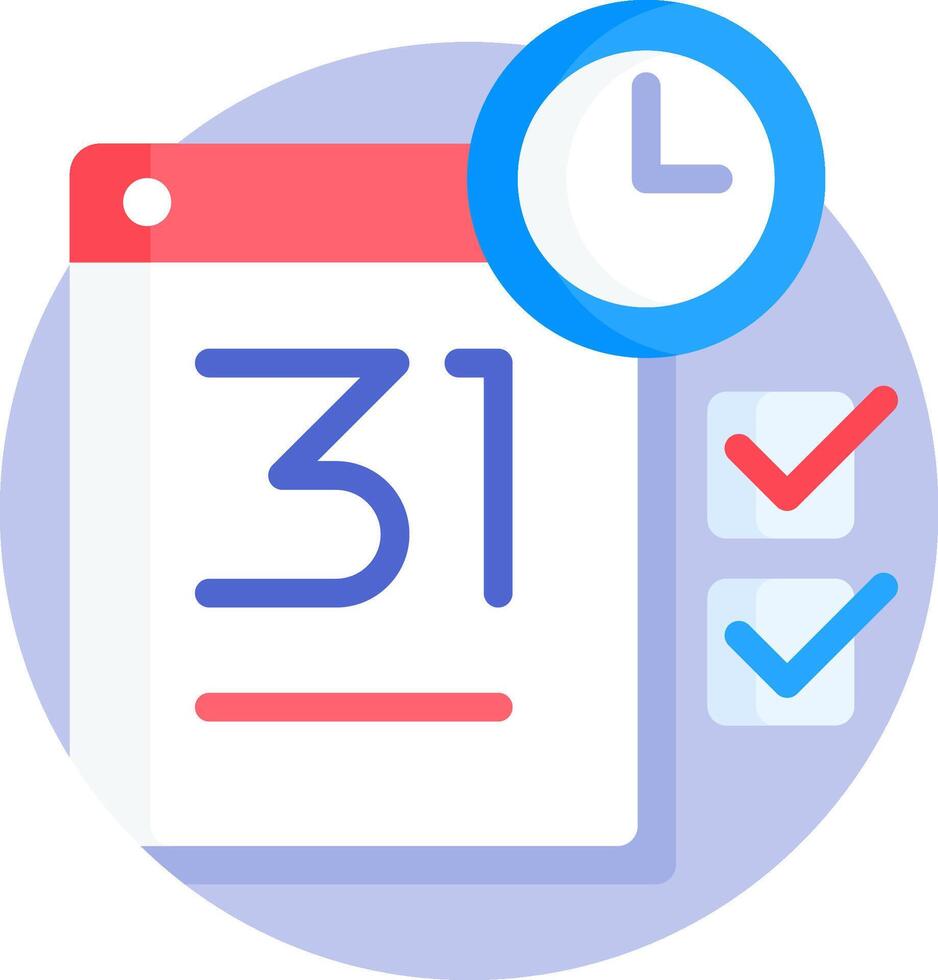 A calendar icon with a clock and a checkbox vector