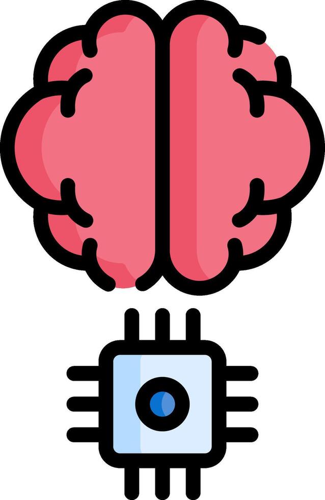 A brain and a computer chip vector
