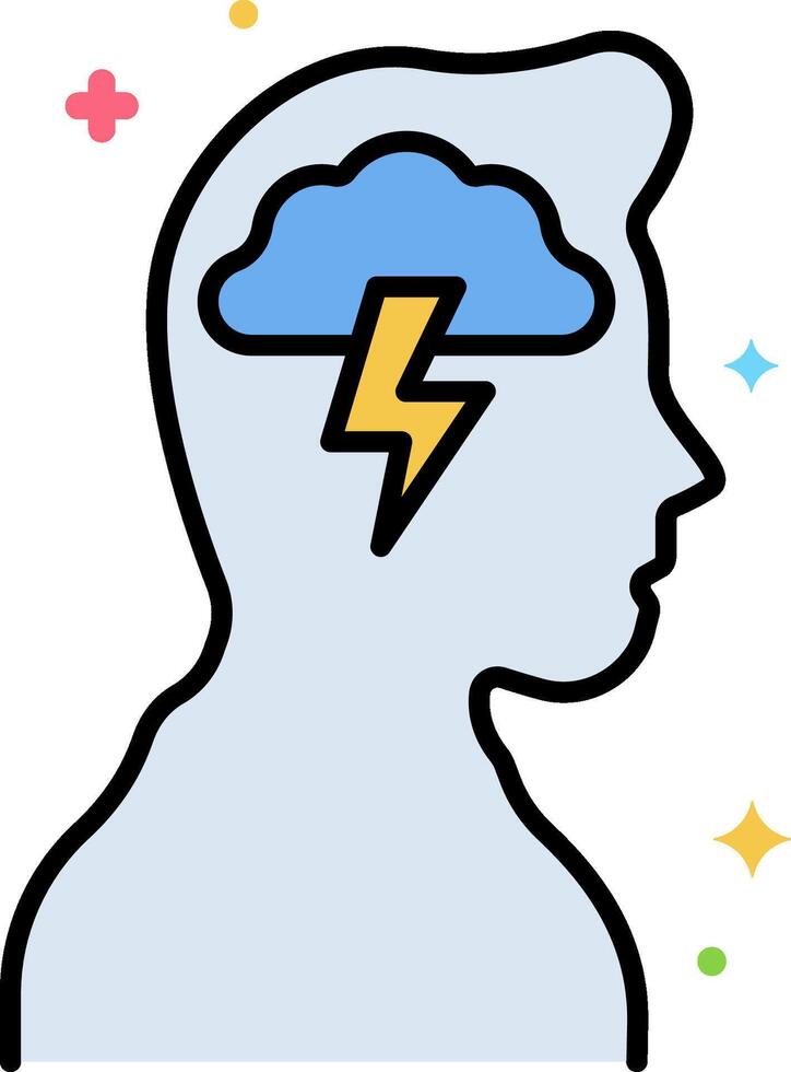 A person with a lightning bolt in their head vector