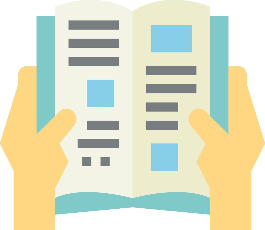 Hands holding open book with pages vector