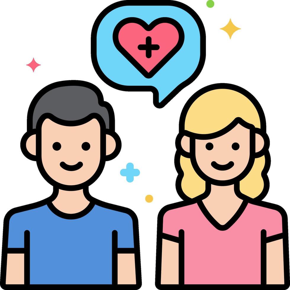 A man and woman are standing next to each other with a heart vector