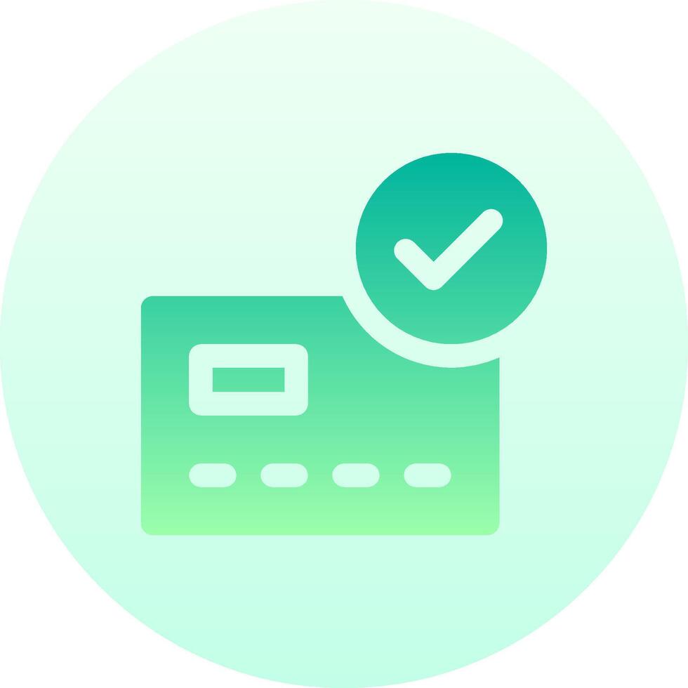 A green credit card with a tick mark vector